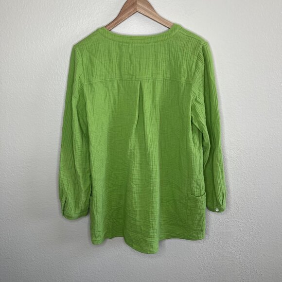 Soft Surroundings XL Green Cotton Gauze Tunic Top - Picture 9 of 13